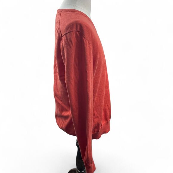 Brooks Brothers Orange Sweater Sz L V-Neck Supima Cotton L Lightweight UT Fall - Picture 2 of 5